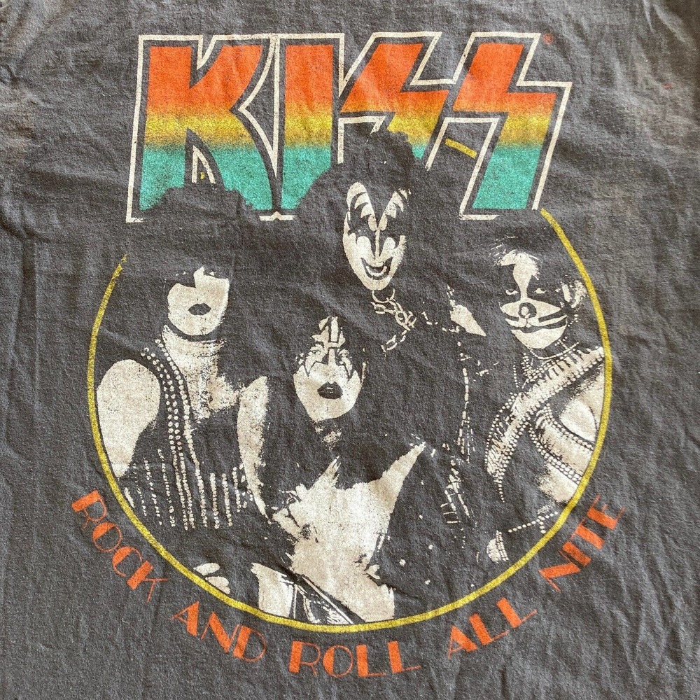 Unisex KISS ROCK BAND Sz L T Shirt Tee Gray Short Sleeve by Mad Engine